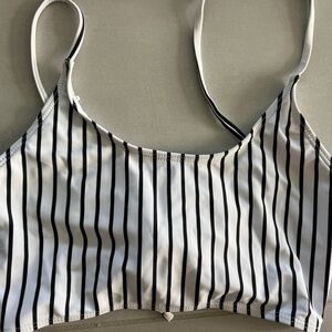 Striped Black and White Swim Top